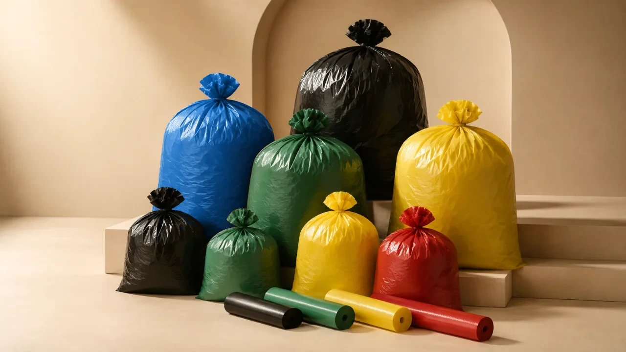 Bolsas para basura recicladas en varios colores